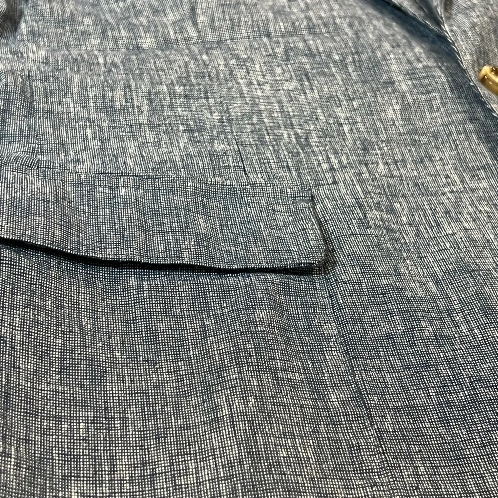 J. Crew Size L Linen Cotton Blend Blue Crosshatch Mainline 2 Button Sport Coat